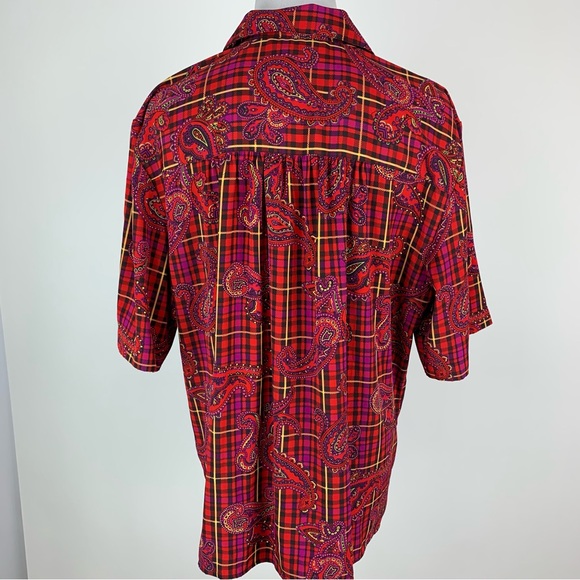 Vintage SK & Company Plaid Paisley Button Down Shirt Sz 14 - Picture 10 of 14
